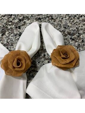 Pottery Barn Napkin Rings Rose Copper